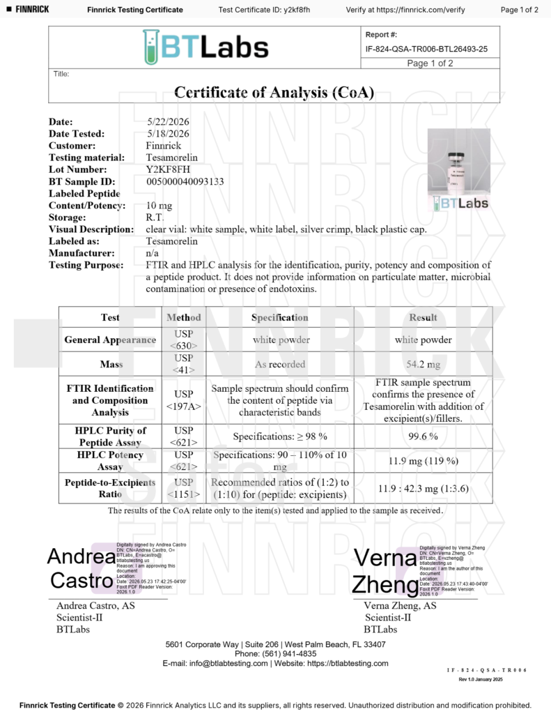 Tesamorelin COA